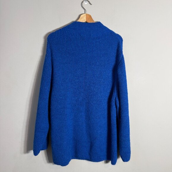 MNG Mock Neck Knit Sweater Pullover Women's Small Blue Chunky Oversized Comfy - Picture 3 of 14
